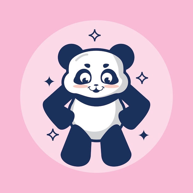 carino panda posa kawaii fumetto illustrazione