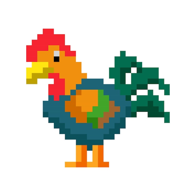 carino piccolo gallo illustrazione pixel art