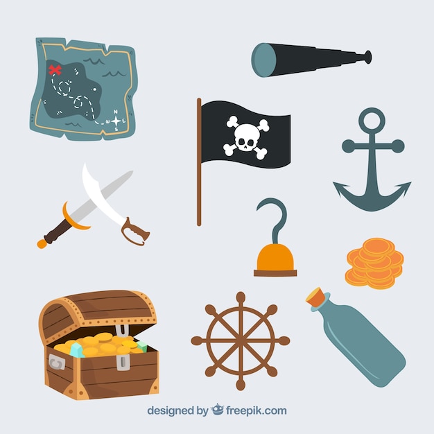 Carino pirata icone vector set