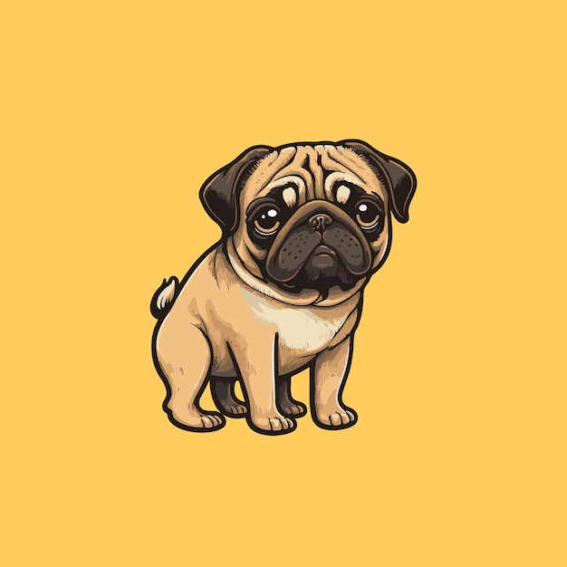 carino pug cane di razza cartone animato sfondo isolato