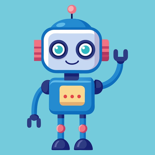 Carino robot 3D che agita la mano Illustrazione di icone vettoriale di cartoni animati