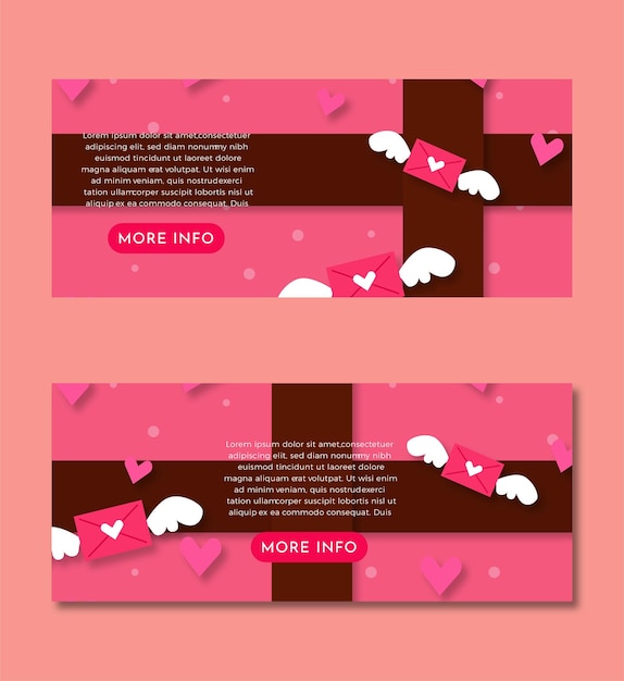 Carino scatola rosa con lettere d'amore e amori Banner Set Design modello