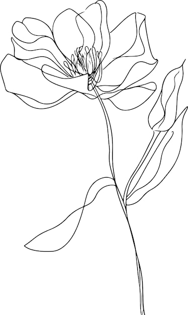 Carino semplice disegno di fiori minimalista di una linea