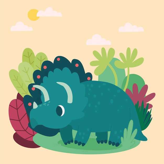 Carino Triceratops Dino Astronauta Vettore Icone Illustrazione Animale