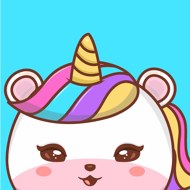 Carino unicorno cartone animato illustrazione natura animale concetto isolato piatto cartone animato styl
