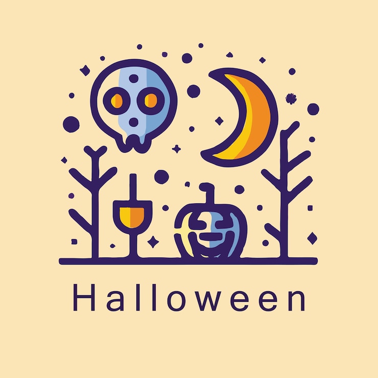 Vettore carino vettore halloween iconizzato illustrazione sfondo isolato disegno vettoriale