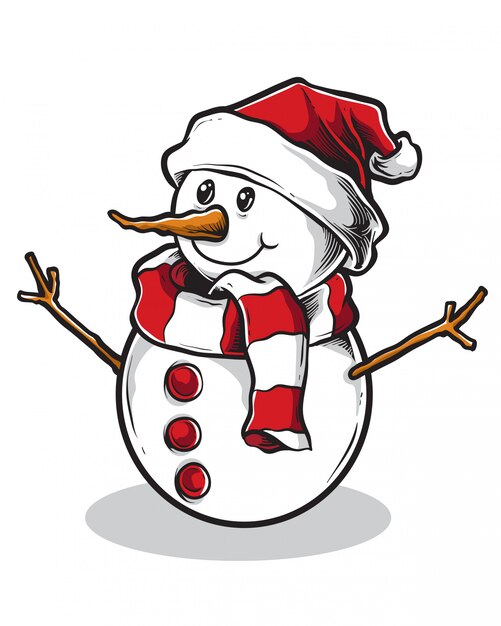 Carino vettore pupazzo di neve