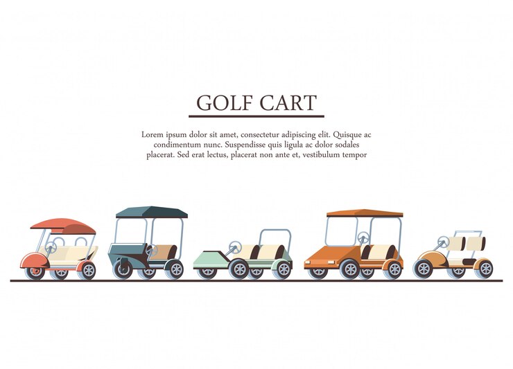 Vettore carrelli da golf set di icone