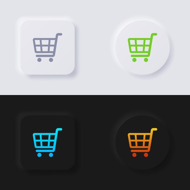 Carrello della spesa Icon set Multicolor neumorphism button soft UI Design for Web design Application UI and more Icon set Button Vector