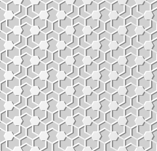 Carta bianca 3D arte geometria islamica modello croce sfondo senza giunture, motivo decorativo elegante.