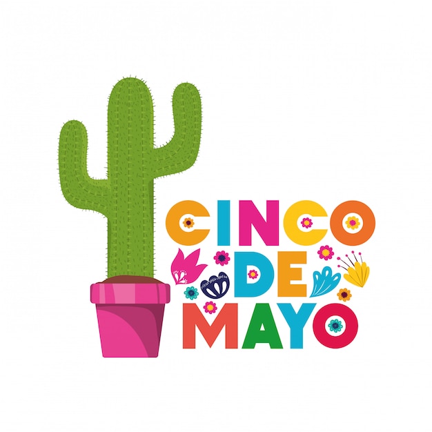 Carta Cinco de Mayo con carta di cactus