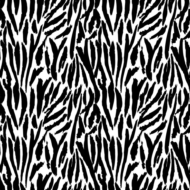 Carta da parati a strisce di pelle di zebra grunge Motivo senza cuciture in pelle di tigre monocromatica Sfondo infinito di pelliccia animale in bianco e nero Design per illustrazione vettoriale di copertina di avvolgimento di stampa tessile in tessuto