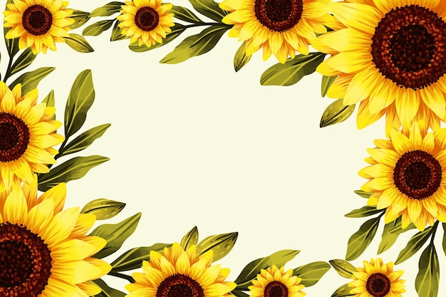 Carta da parati del bordo del girasole dell'acquerello dipinto a mano