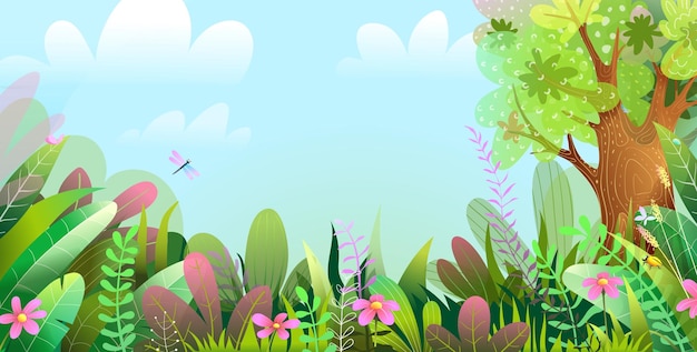 Carta da parati magica colorata con paesaggi forestali per bambini