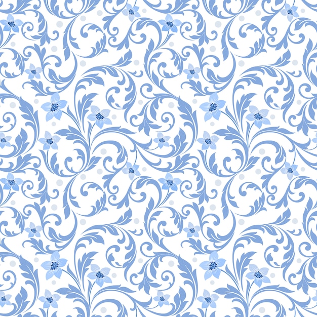 Carta da parati senza cuciture del modello dell'ornamento blu astratto dei fiori.