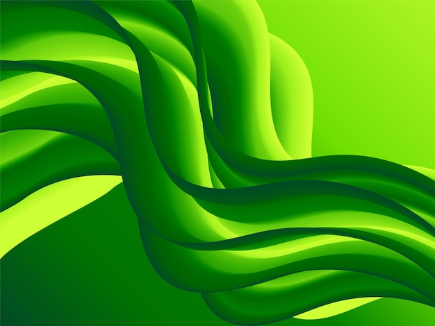 Carta da parati verde moderna del fondo delle linee ondulate 3d