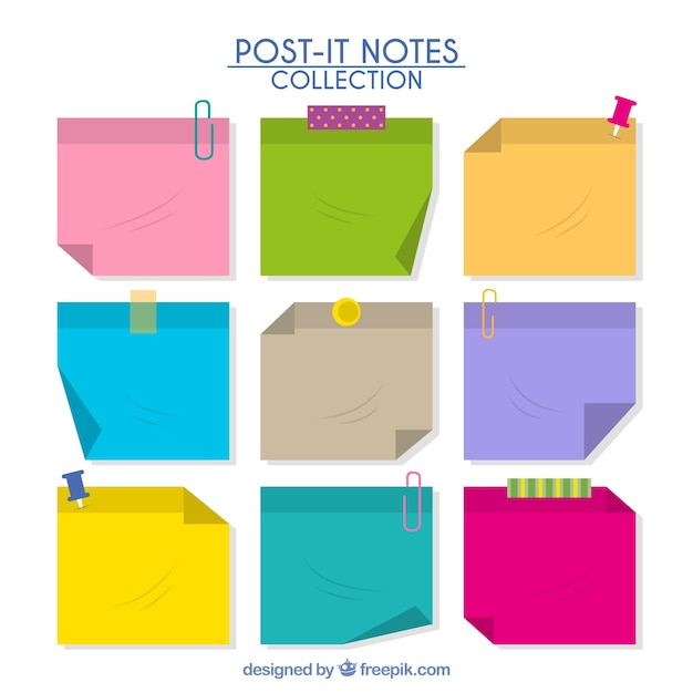 carta decorativa nota con nastro adesivo e puntine da disegno