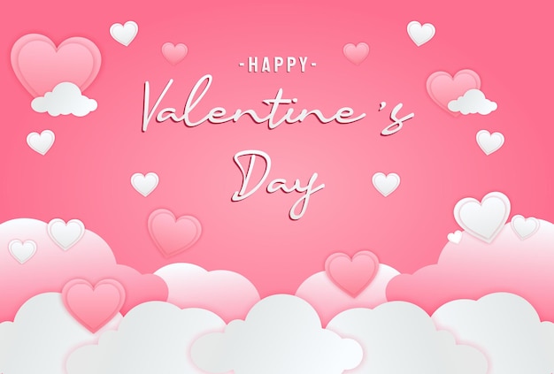 Carta del giorno di San Valentino felice Tagliare la carta illustrazione vettoriale carino amore vendita banner o gretting card