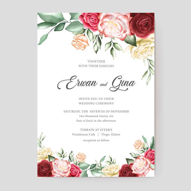 carta del modello di invito matrimonio acquerello