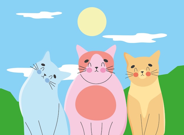 Carta di bellissimi gatti