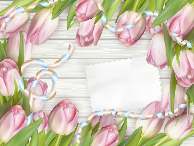 Carta di carta con tulipani.