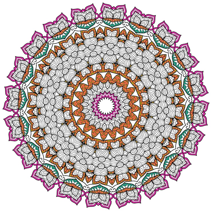 Vettore carta di colore dell'ornamento con mandala. elemento cerchio geometrico realizzato in