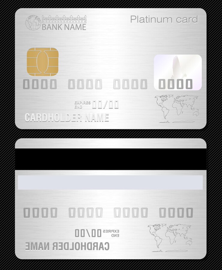 Vettore carta di credito con texture metallo platino