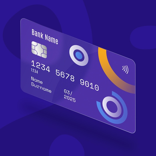 Carta di credito isometrica effetto vetro