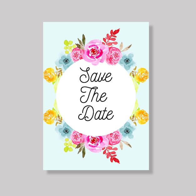 Carta di invito di nozze con acquerello colorato floreale