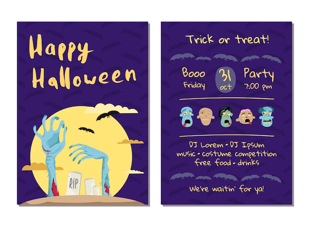 Carta di invito festa di Halloween con mani mostro