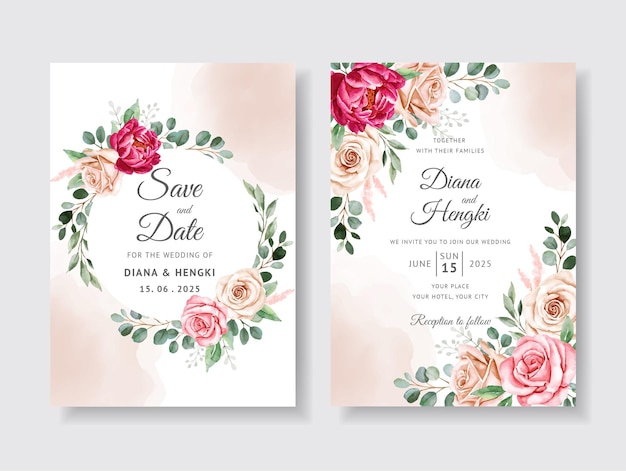 Carta di invito matrimonio acquerello con bellissimi fiori