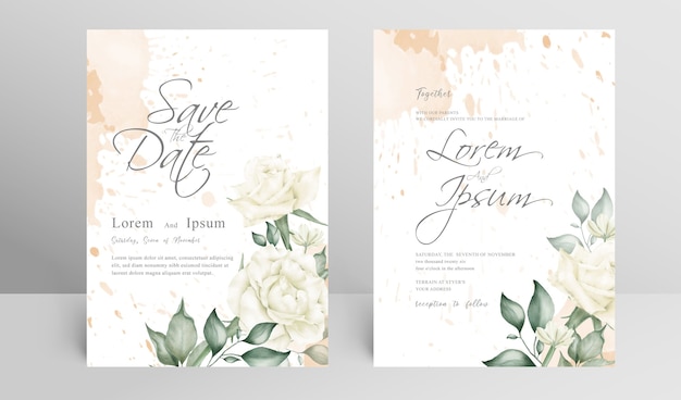 Carta di invito matrimonio elegante con schizzi floreali e acquerello