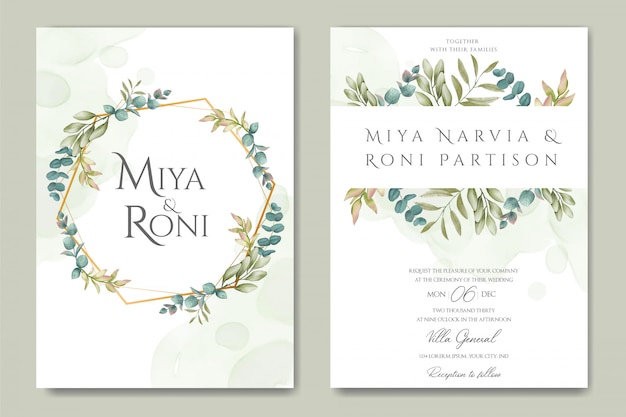 Carta di invito matrimonio floreale bella con cornice dorata