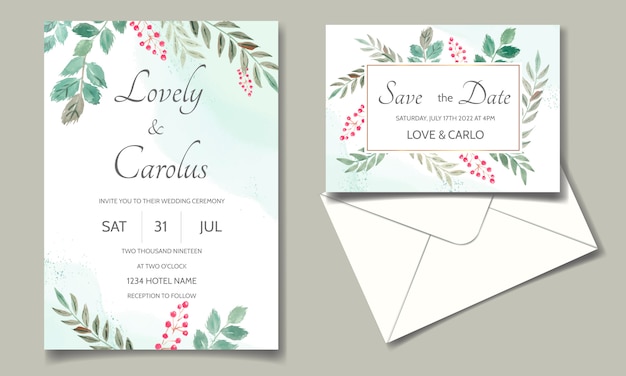 Carta di invito matrimonio floreale dell'acquerello