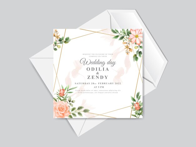 Carta di invito matrimonio floreale disegnata a mano bella