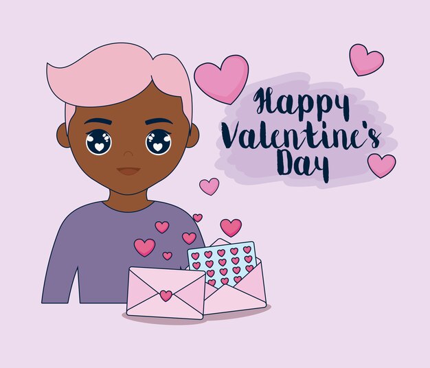 Carta di San Valentino con ragazzo carino