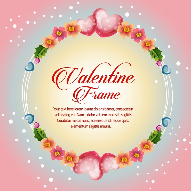 carta di San Valentino cornice cerchio fiorito