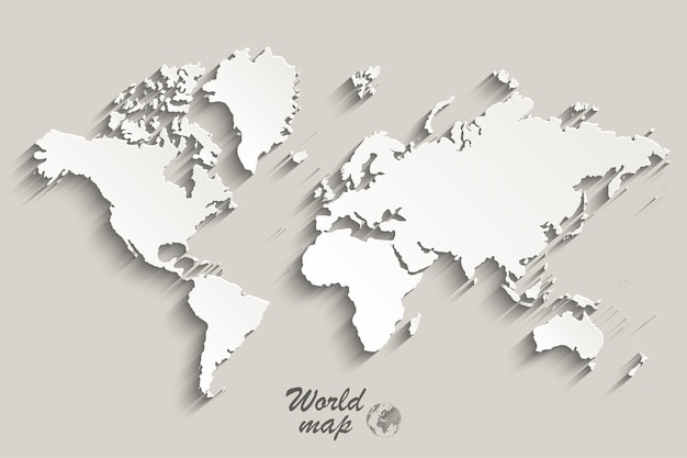 Carta mappa del mondo Mappa politica del mondo su sfondo grigio