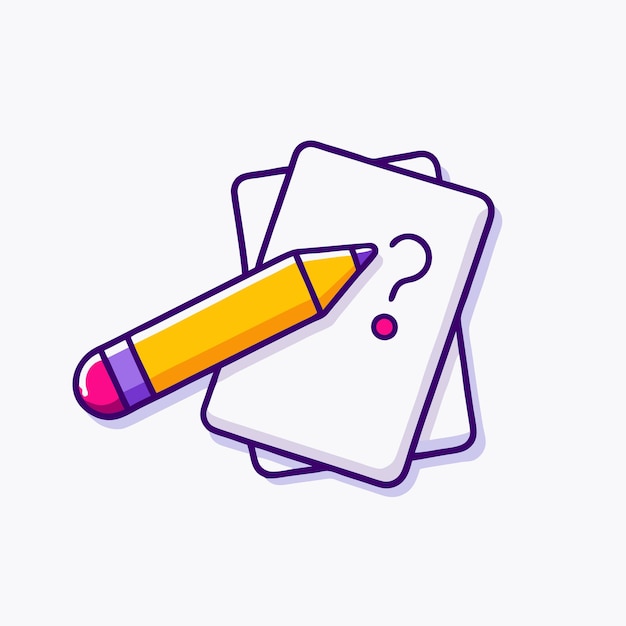 Carta, matita, cartone animato, nota, carta, icona, illustrazione vettoriale