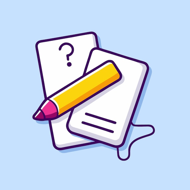 Carta, matita, cartone animato, nota, carta, icona, illustrazione vettoriale
