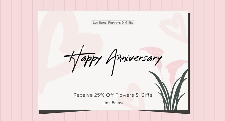 Carta online felicità per la celebrazione dell'anniversario coppia offre email lettera newsletter marketing digitale
