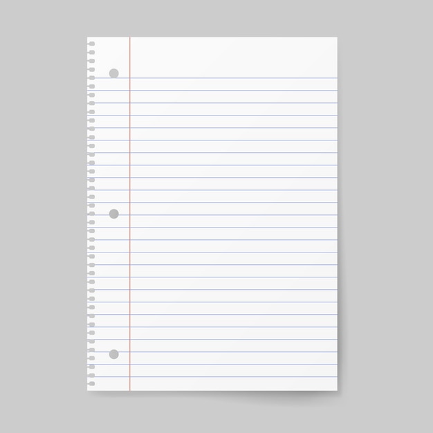 Carta per notebook con linee isolate sullo sfondo