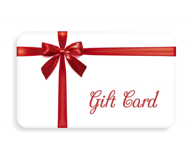 Carta regalo con un fiocco rosso e nastri. Elemento di design Illustrazione vettoriale
