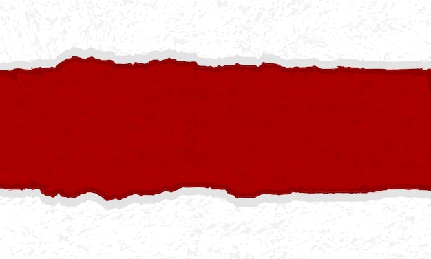 Carta rossa strappata a metà su uno sfondo bianco.
