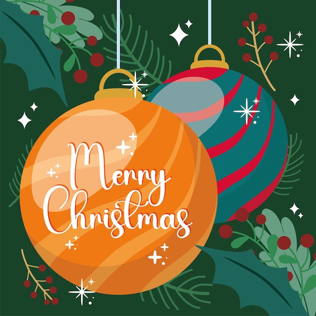 Carte di Natale carina con palle per l'albero di Natale Vector