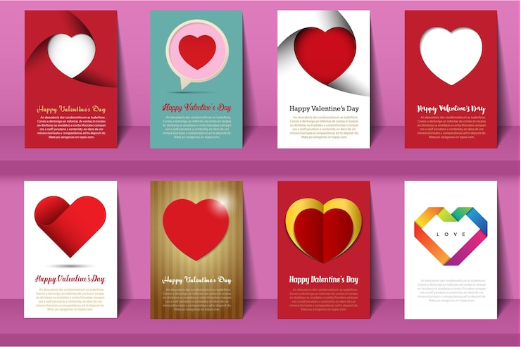 Vettore carte di san valentino.