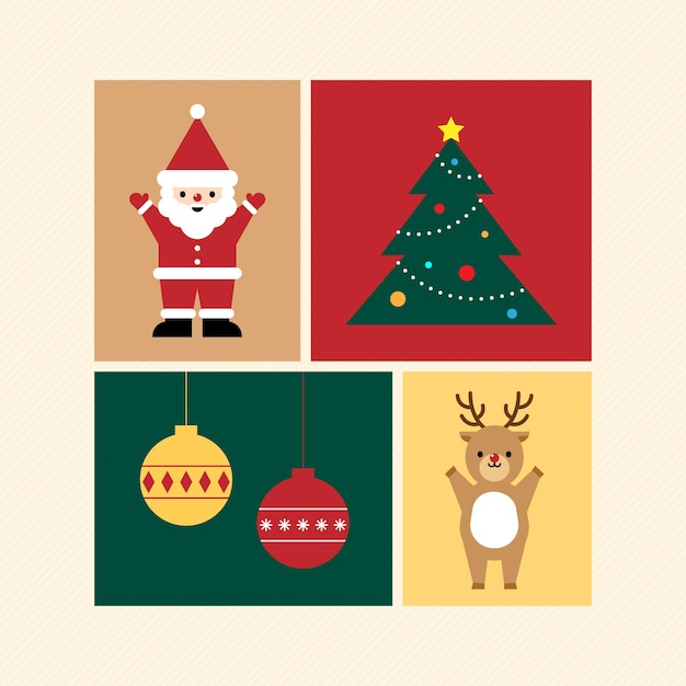 Carte quadrate di illustrazione di Natale.