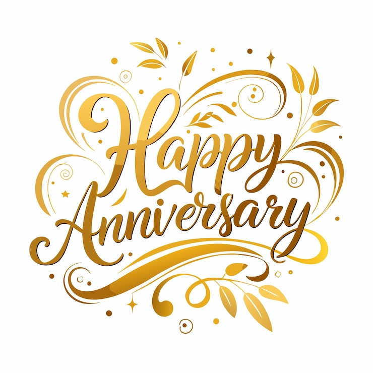 Cartella d'anniversario d'oro con le parole "Buon anniversario"