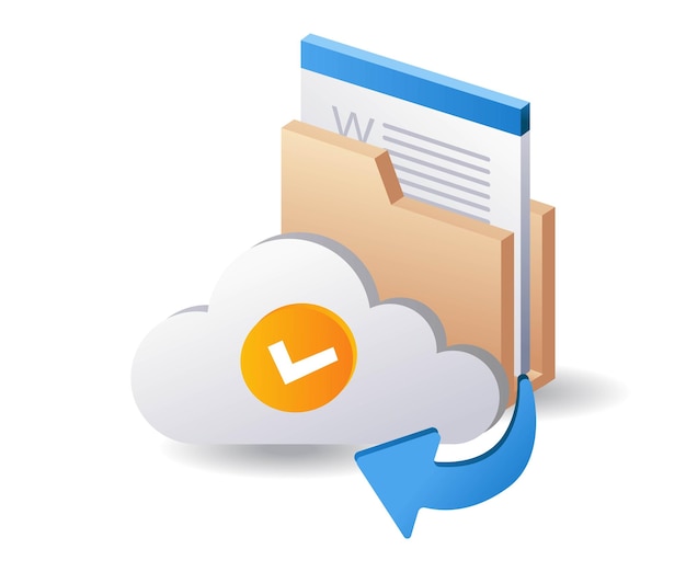 Cartella dati cloud tecnologia informatica infografica illustrazione 3D isometrica piatta