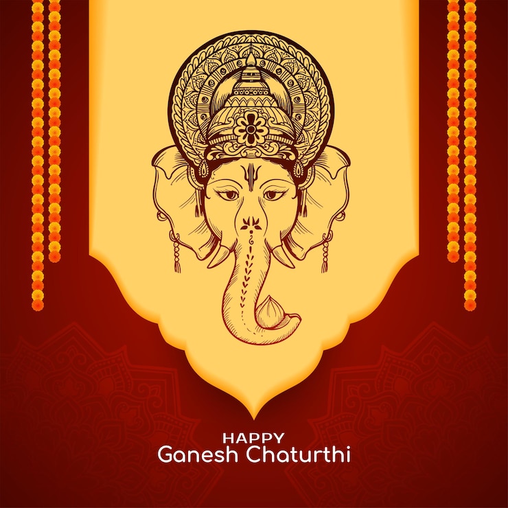 Vettore cartella di auguri artistica per la tradizionale festa indiana di happy ganesh chaturthi